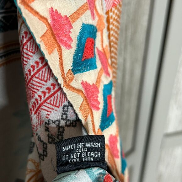 Tolani Kimono Cardigan Patchwork Boho Beachy Embroidered Duster One Size - Picture 3 of 7